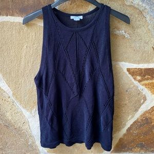 Women’s Helmut Lang geometric knit black sleeveless top